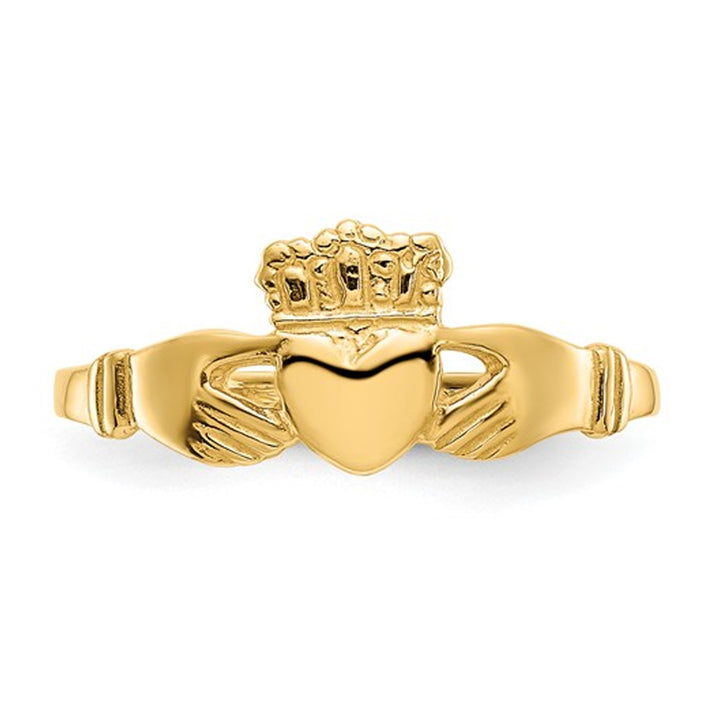 Ladies Claddagh Ring in Polished 14K Yellow Gold Image 3