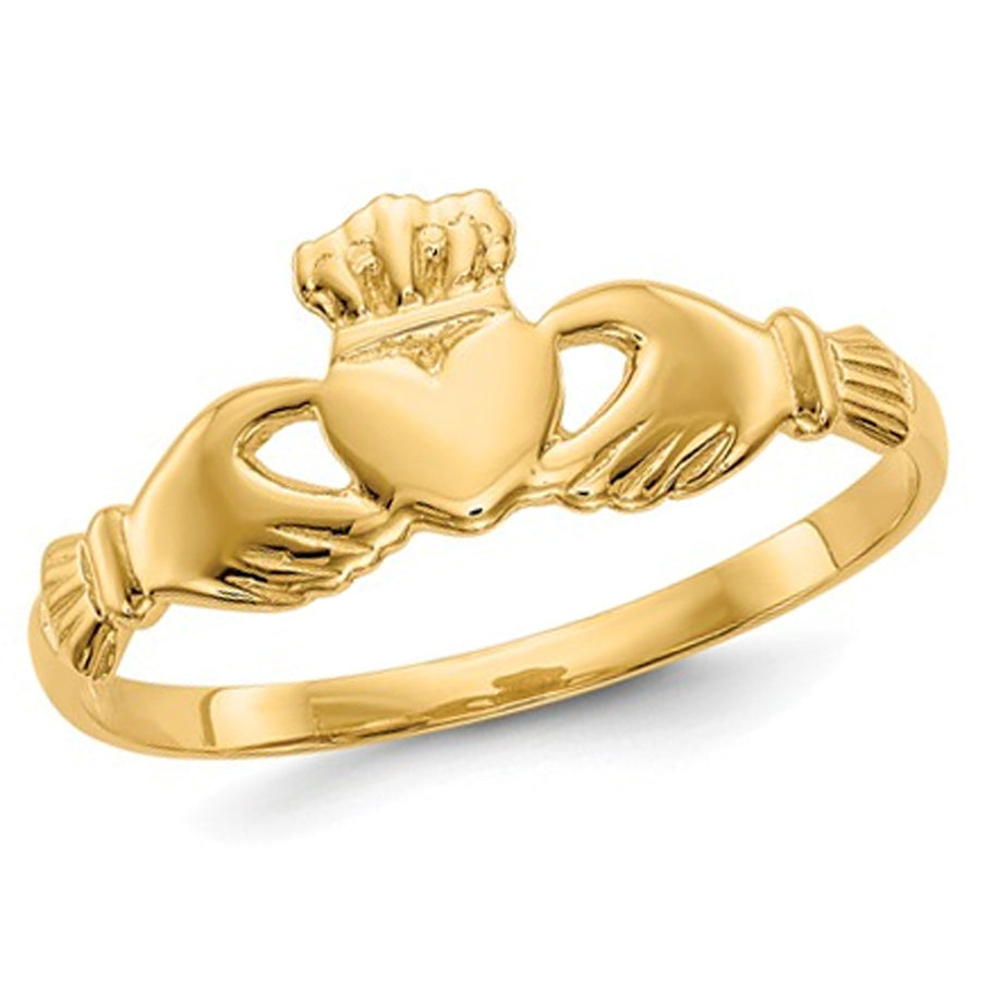 14K Yellow Gold Polished Ladies Claddagh Ring Image 1