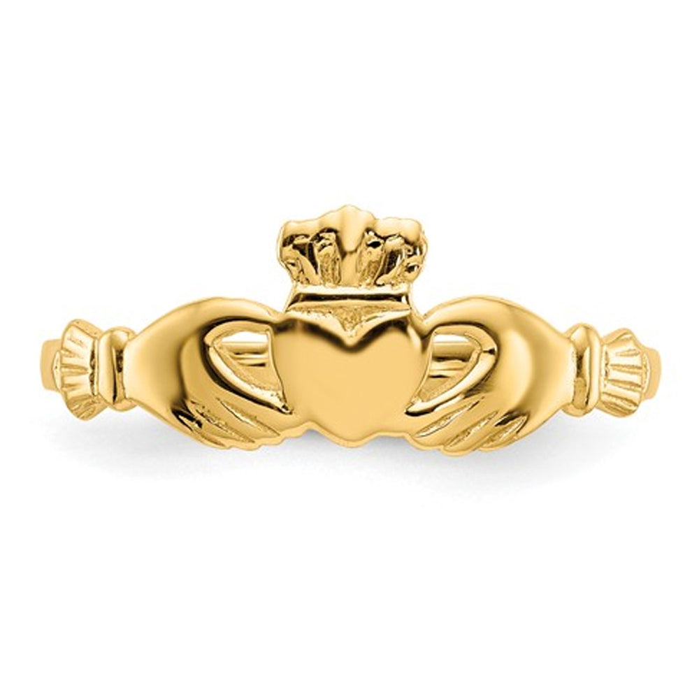 14K Yellow Gold Polished Ladies Claddagh Ring Image 2