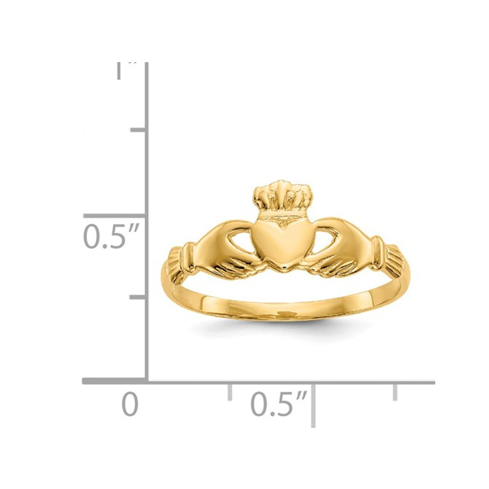 14K Yellow Gold Polished Ladies Claddagh Ring Image 4