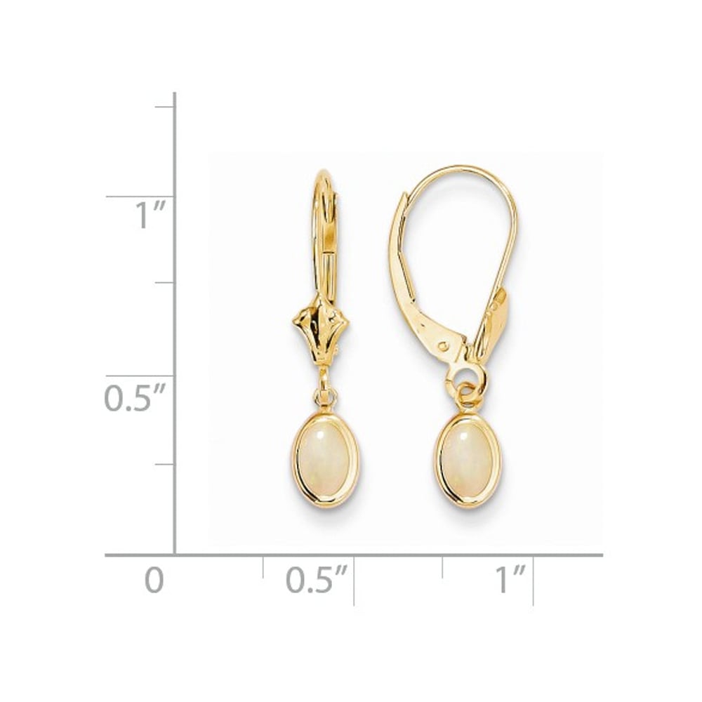 3/5 Carat (ctw) Opal Drop Dangle Earrings in 14K Yellow Gold Image 2