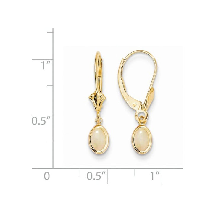 3/5 Carat (ctw) Opal Drop Dangle Earrings in 14K Yellow Gold Image 2