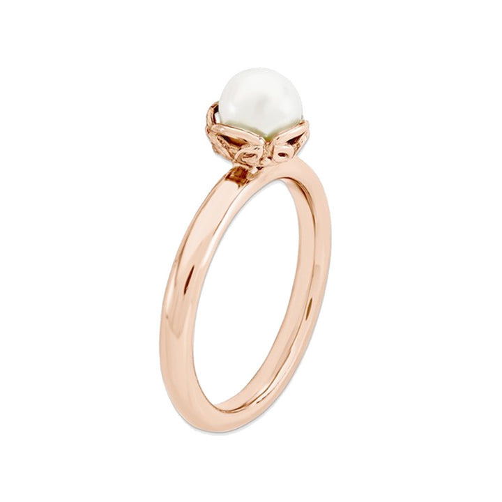 Freshwater Cultured Pearl Ring in Rose Pink Plated Sterling Silver Image 2