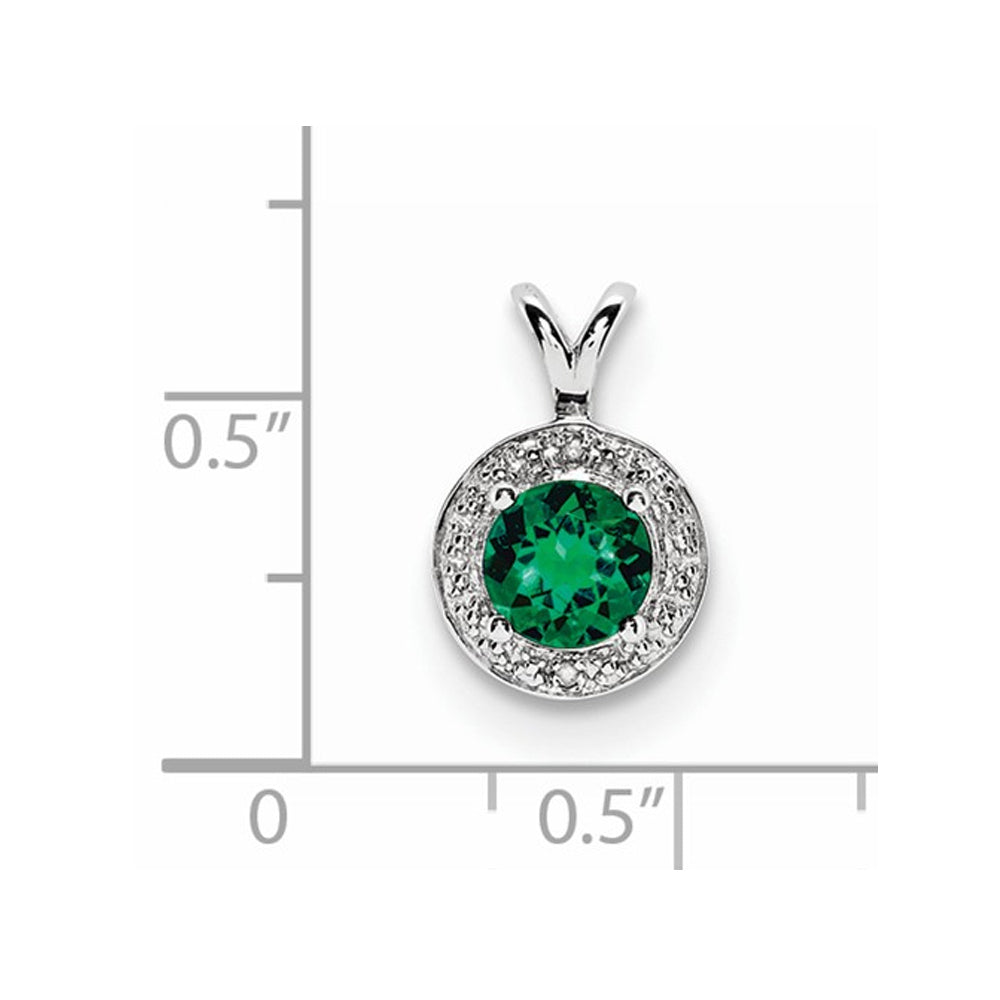 Lab Created Emerald Dangle Pendant Necklace in Polished Sterling Silver with Chain Image 2