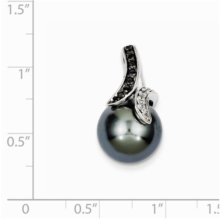 Gray Freshwater Cultured Pearl Pendant Necklace in Sterling Silver with Chain Image 2