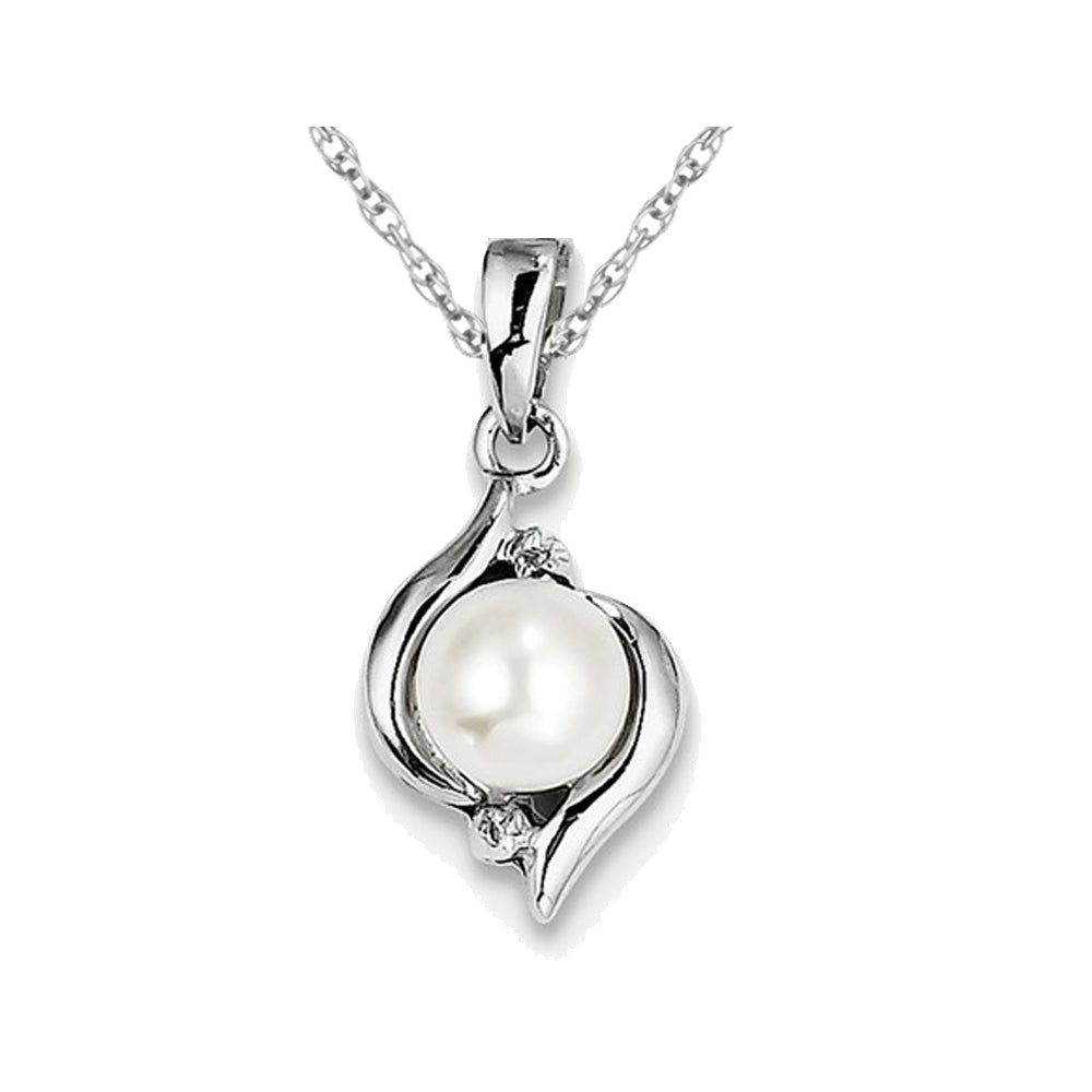 Cultured Freshwater Pearl 6mm Pendant Necklace in Sterling Silver Image 1