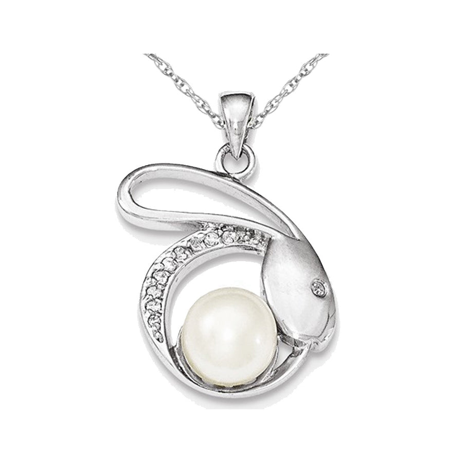 Cultured Freshwater Pearl 8.5mm Pendant Necklace in Sterling Silver with Chain Image 1