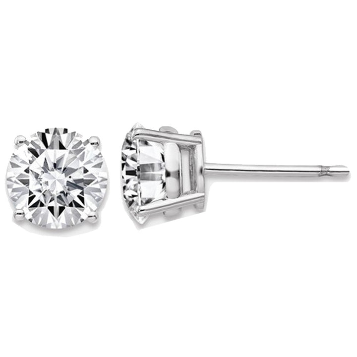 1.94 Carat (ctw 2.0 Ct. Look) Synthetic Moissanite 6.5mm Solitaire Earrings in 14K White Gold (2.0 Carat Diamond Look) Image 1