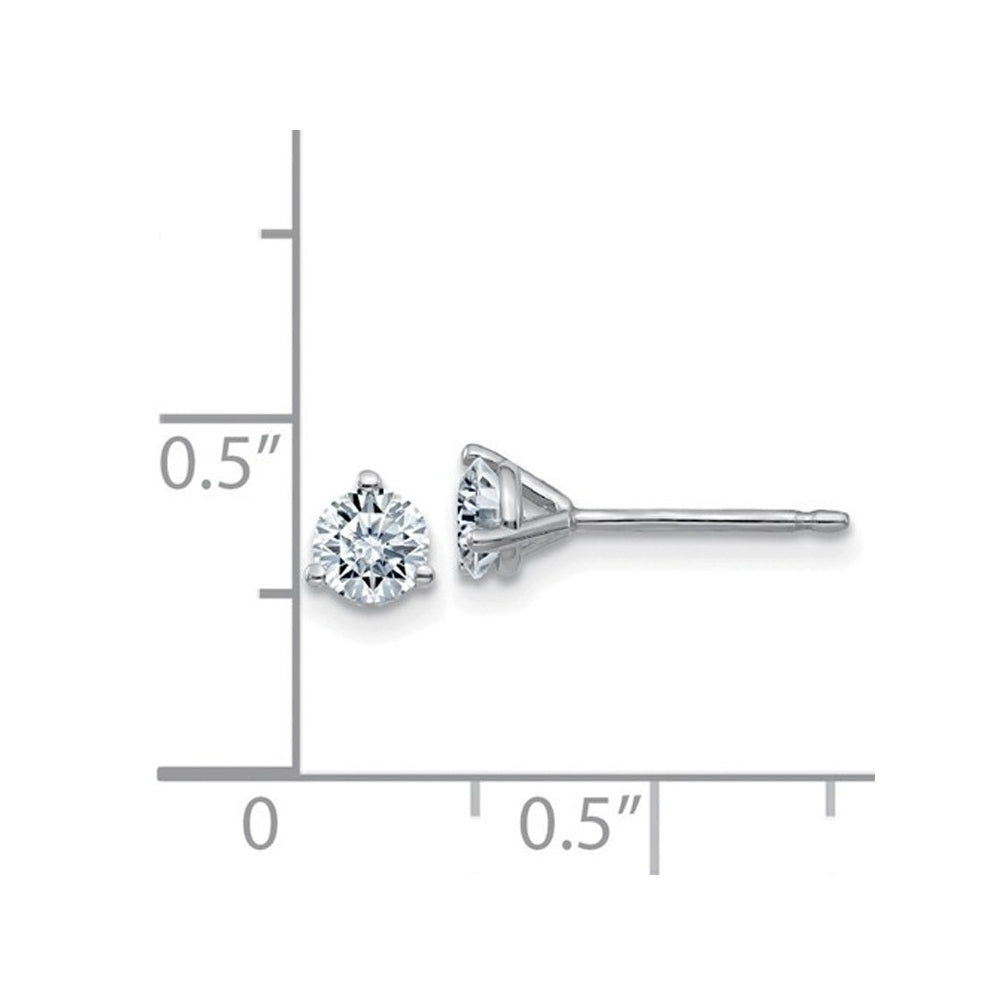 Synthetic Moissanite 3-Prong Martini Round Solitaire Earrings 0.44 Carat (ctw) 4.0mm in 14K White Gold (1/2 Ct. Diamond Image 3