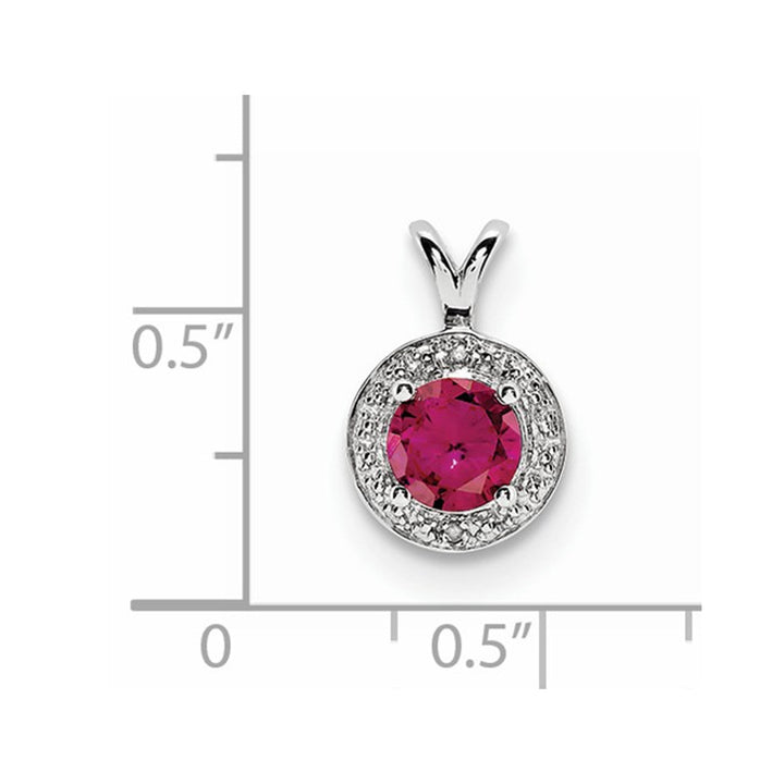 Lab Created Ruby 6mm Solitaire Pendant Necklace in Sterling Silver with Chain Image 2