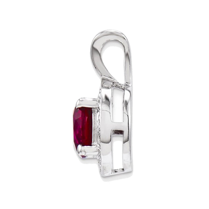 Lab Created Ruby 6mm Solitaire Pendant Necklace in Sterling Silver with Chain Image 3