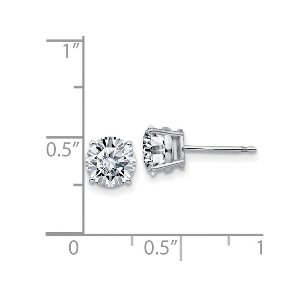 1.94 Carat (ctw 2.0 Ct. Look) Synthetic Moissanite 6.5mm Solitaire Earrings in 14K White Gold (2.0 Carat Diamond Look) Image 3