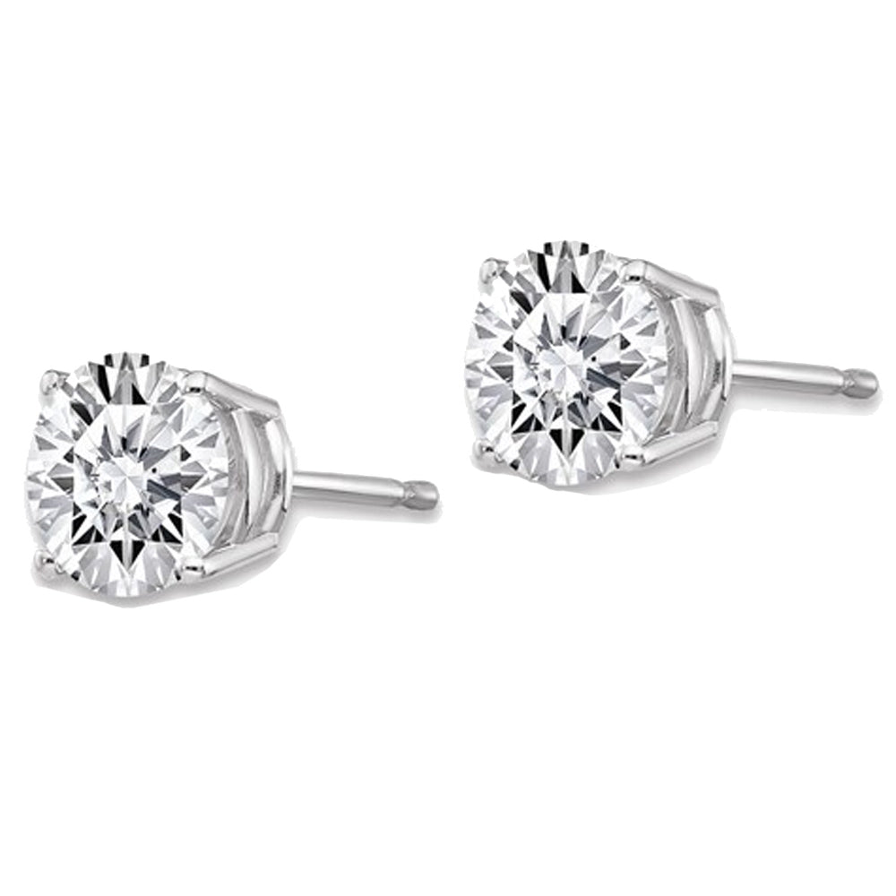1.94 Carat (ctw 2.0 Ct. Look) Synthetic Moissanite 6.5mm Solitaire Earrings in 14K White Gold (2.0 Carat Diamond Look) Image 4