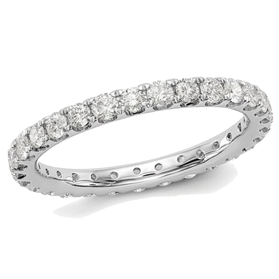 1.00 Carat (ctw H-II1-I2) Diamond Eternity Wedding Band in 14K White Gold Ring Image 1