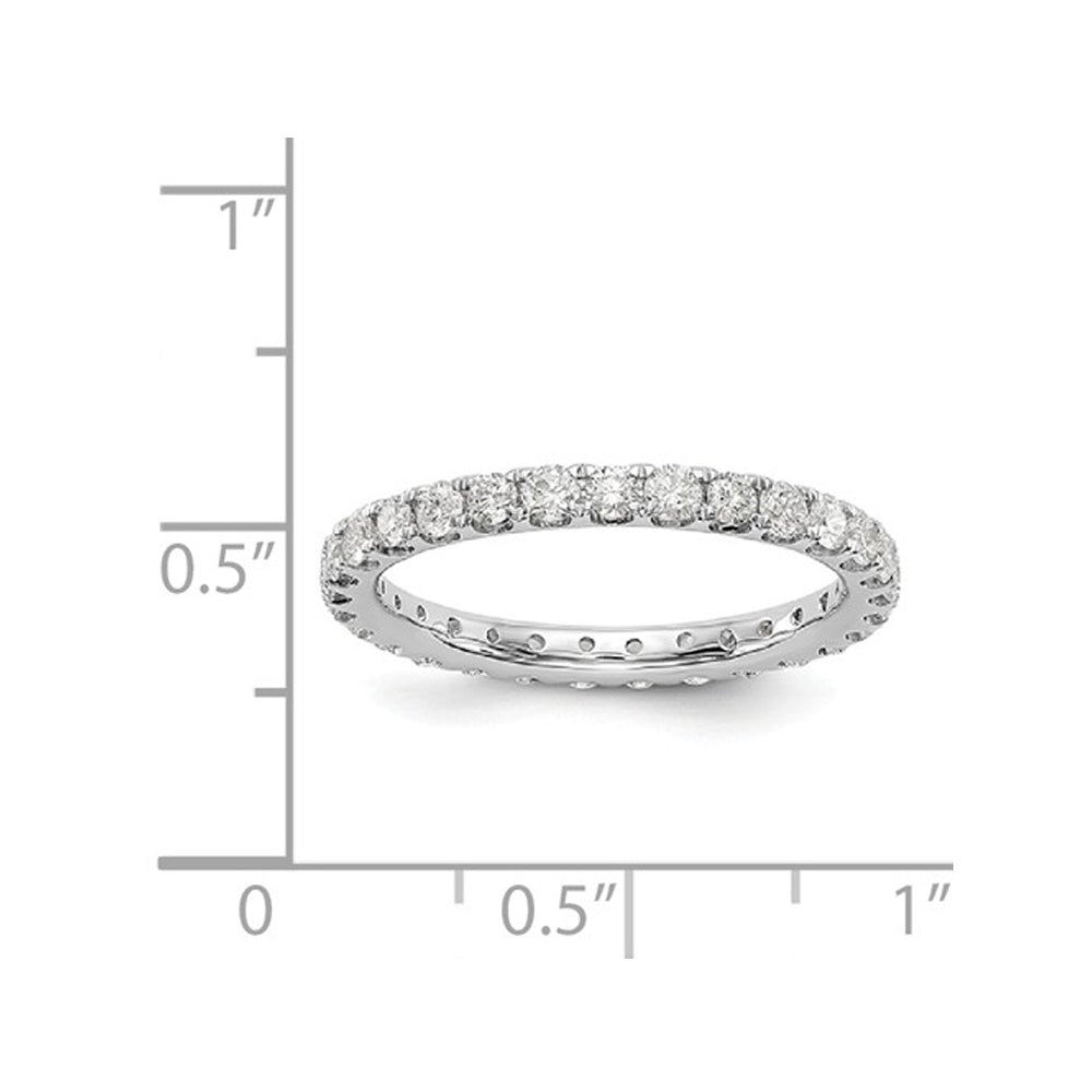 1.00 Carat (ctw H-II1-I2) Diamond Eternity Wedding Band in 14K White Gold Ring Image 2
