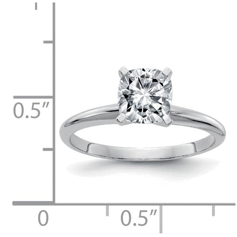 1.00 Carat (1.10 Ct. Look) Cushion Cut Synthetic Moissanite Solitaire Engagement Ring in 14K White Gold Image 3