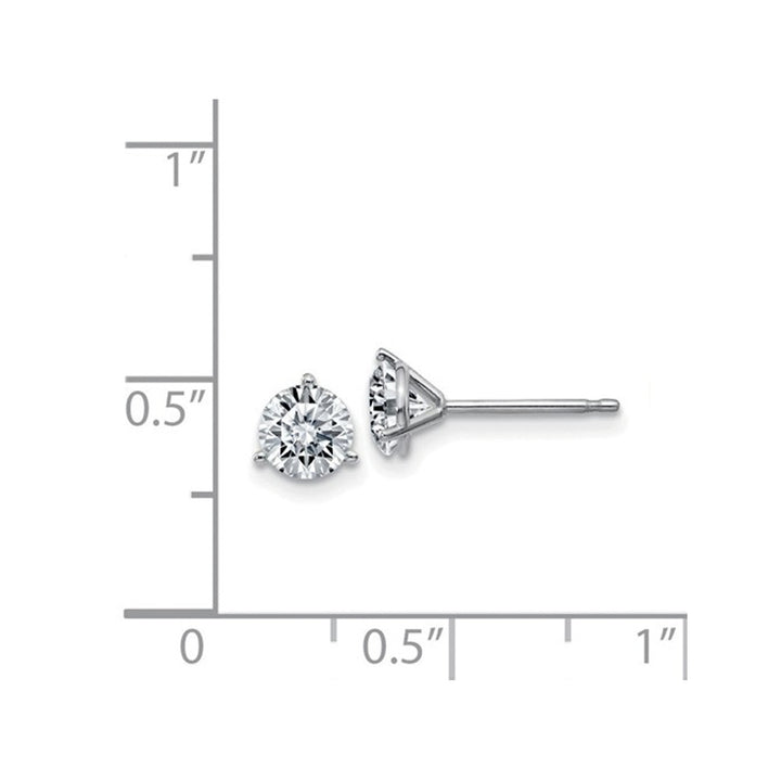 0.88 Carat (ctw) Synthetic Moissanite Martini Solitaire Earrings 5.0mm in 14K White Gold (1.00 Ct. Diamond Look) Image 3