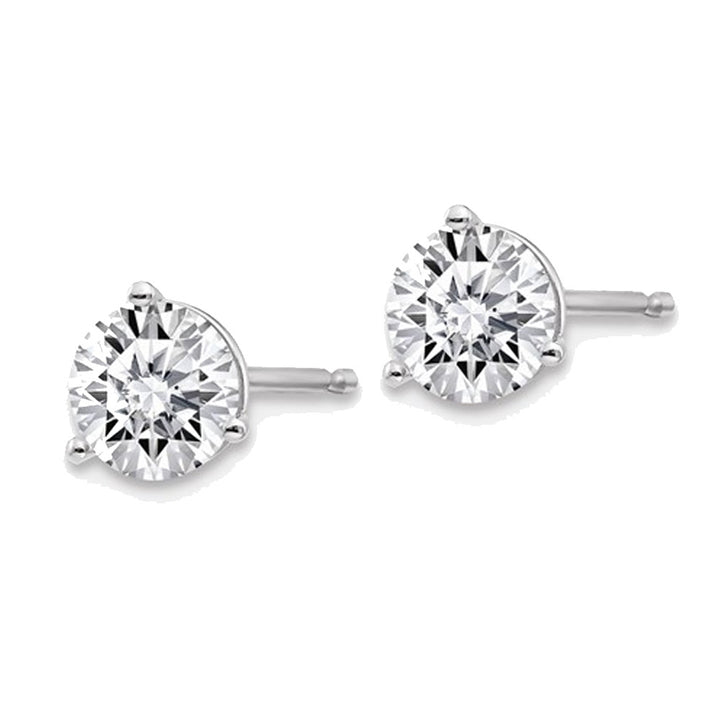 0.88 Carat (ctw) Synthetic Moissanite Martini Solitaire Earrings 5.0mm in 14K White Gold (1.00 Ct. Diamond Look) Image 4