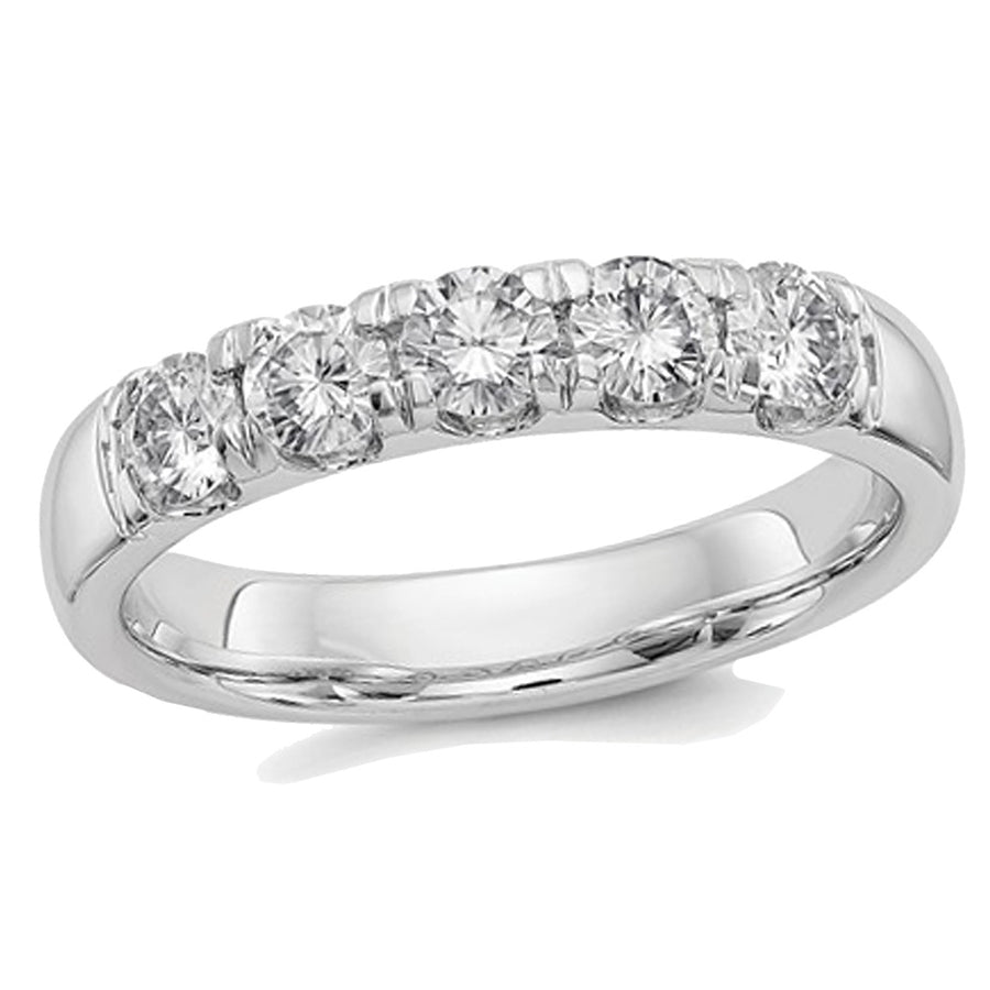 14K White Gold Synthetic Moissanite Anniversary Wedding Band  Ring 1.10 Carat (ctw) (1.15 Ct. Look) Image 1