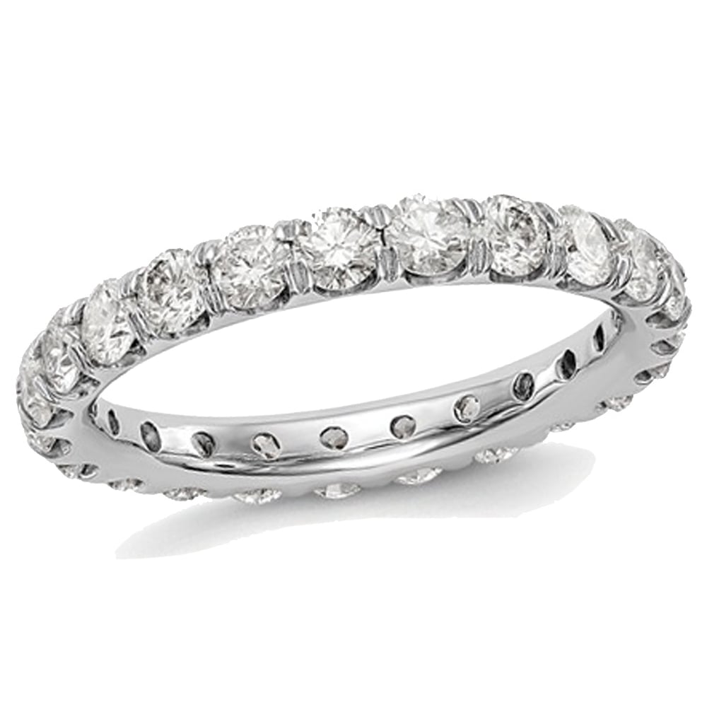 2.00 Carat (ctw Color H-ISI2-I1) Ladies Diamond Eternity Wedding Band Ring in 14K White Gold Image 1