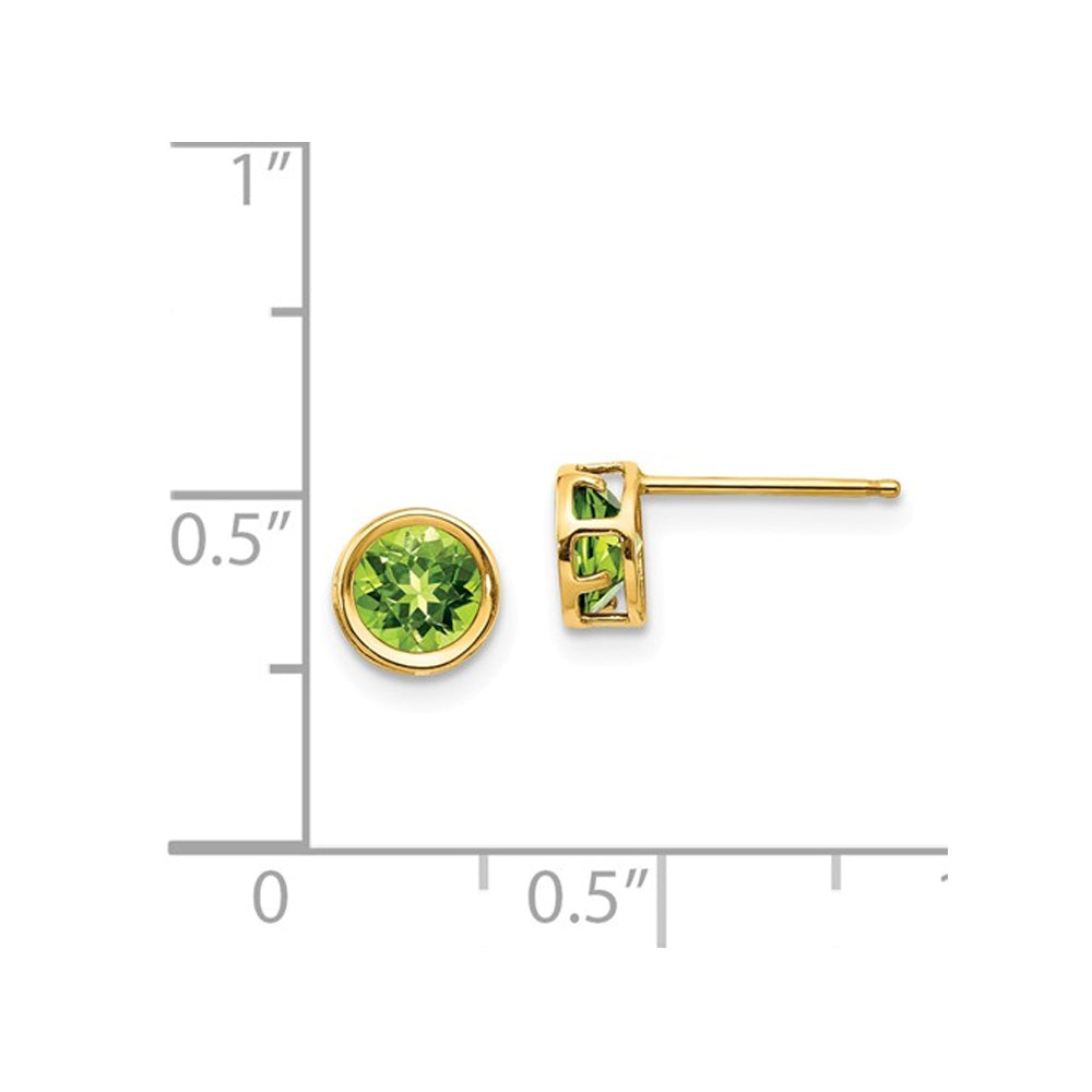1.10 Carat (ctw) Peridot Solitaire Stud Earrings 5mm in 14K Yellow Gold Image 2