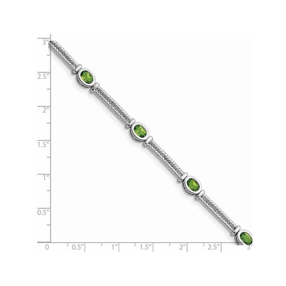 2.50 Carat (ctw) Green Peridot Bracelet in Sterling Silver Image 2