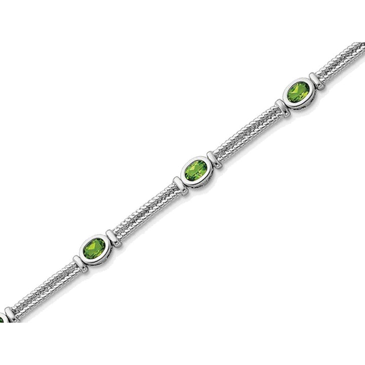 2.50 Carat (ctw) Green Peridot Bracelet in Sterling Silver Image 3