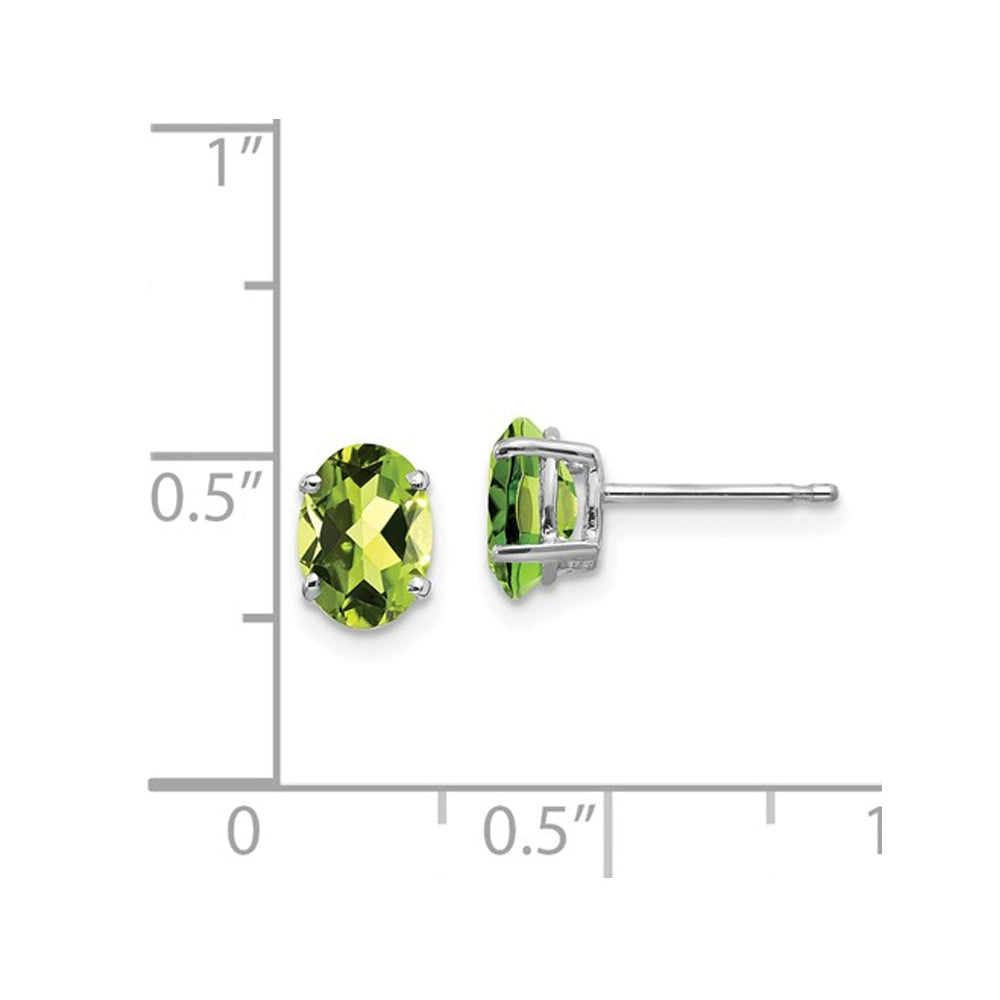 1.70 Carat (ctw) Natural Peridot Solitaire Stud Earrings in 14K White Gold Image 2