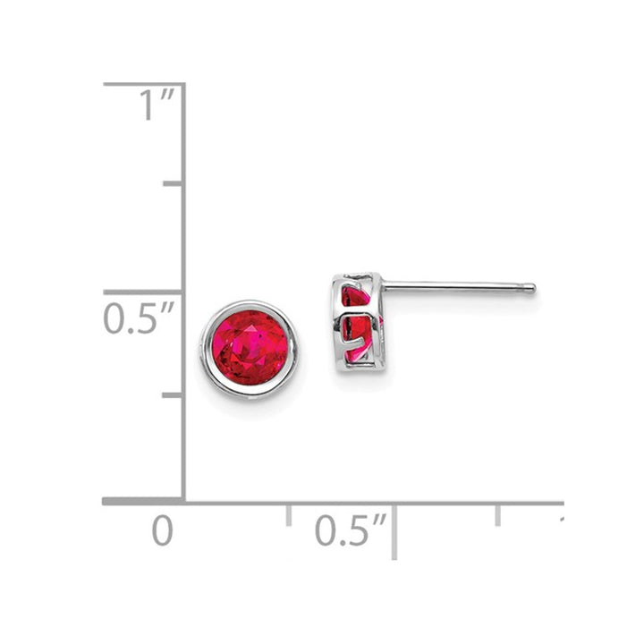 Ruby 1.40 Carat (ctw) Stud Earrings 5mm in 14K White Gold Image 2