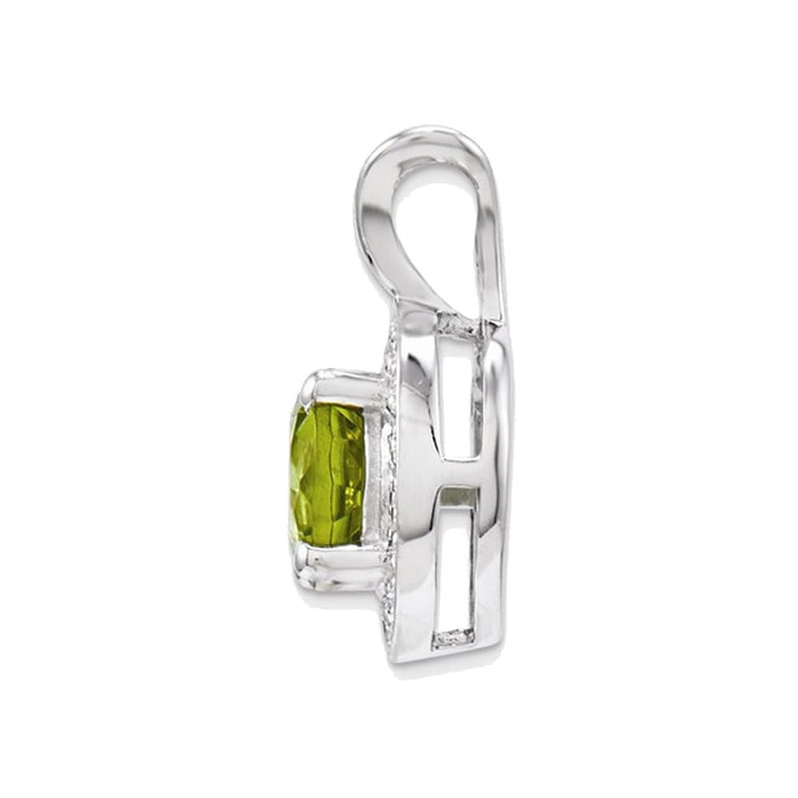 9/10 Carat (ctw) Natural Peridot Solitaire Pendant Necklace in Sterling Silver with Chain Image 2