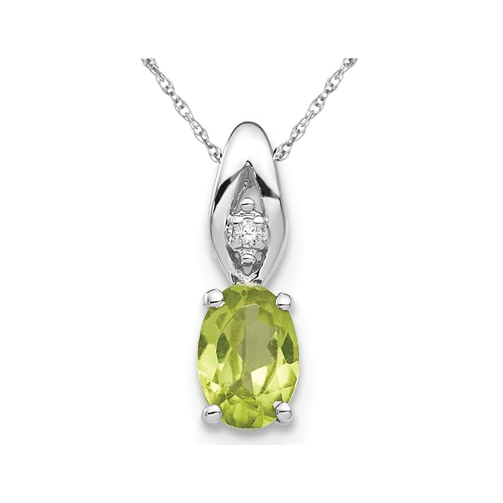 1/2 Carat (ctw) Natural Peridot Pendant Necklace in 14K White Gold with Chain Image 1