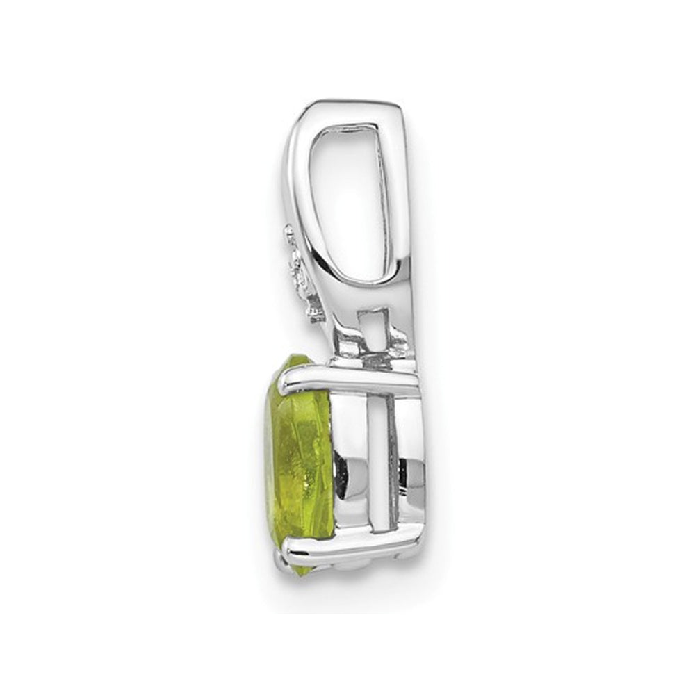 1/2 Carat (ctw) Natural Peridot Pendant Necklace in 14K White Gold with Chain Image 2