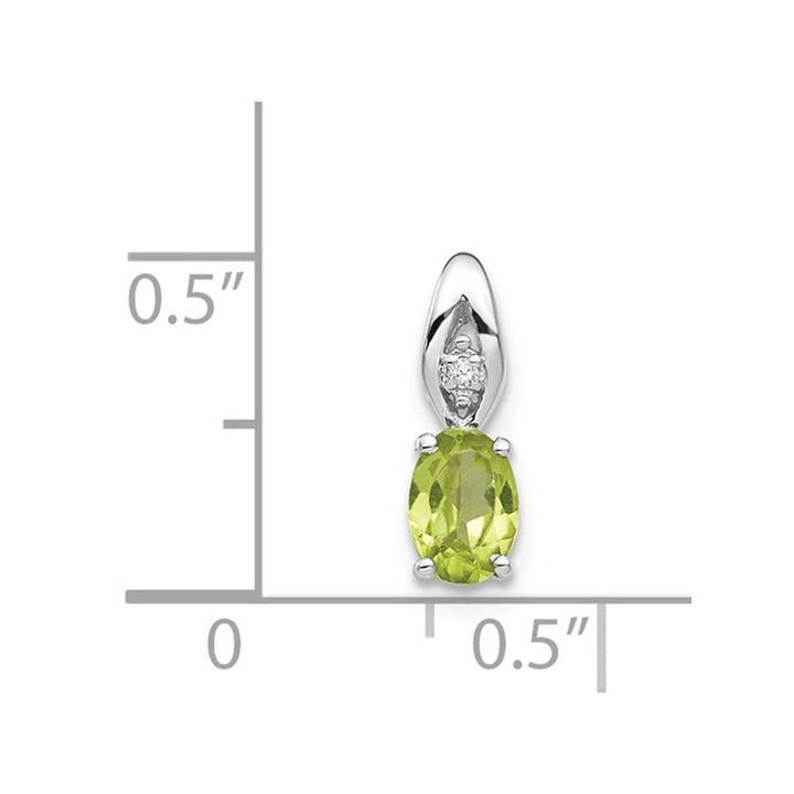 1/2 Carat (ctw) Natural Peridot Pendant Necklace in 14K White Gold with Chain Image 3
