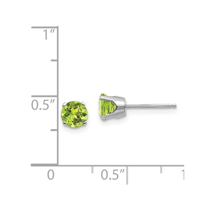 1.10 Carat (ctw) Natural Peridot Solitaire Stud Earrings 5.0mm in 14K White Gold Image 2