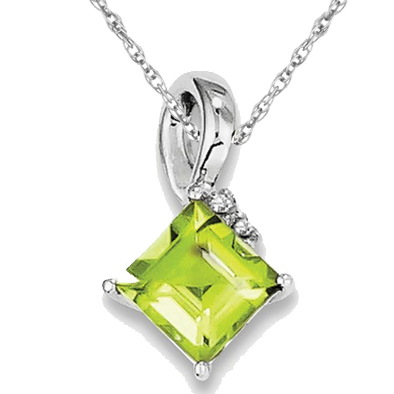 2/3 Carat (ctw) Natural Peridot Pendant Necklace in Sterling Silver with Chain Image 1