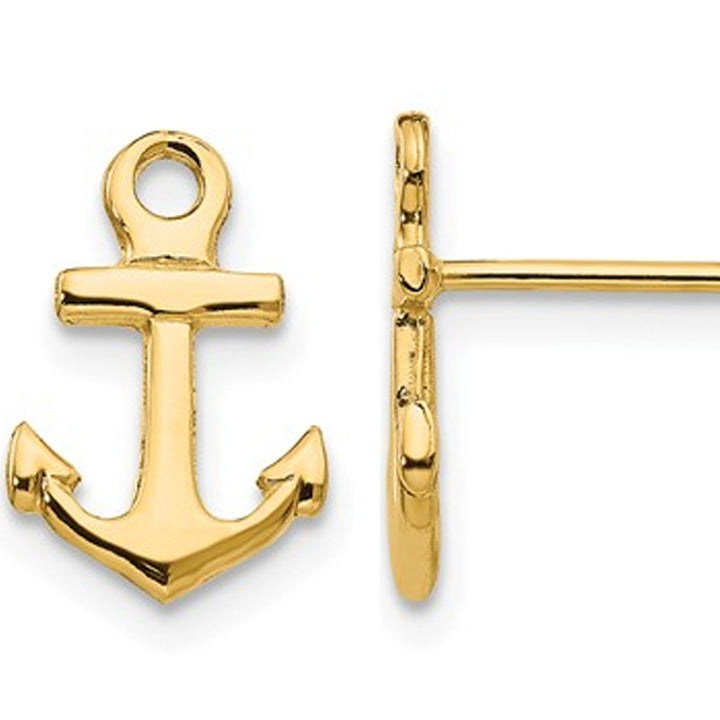 14K Yellow Gold Polished Anchor Post Earrings Image 1