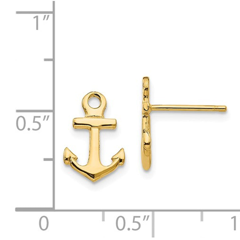 14K Yellow Gold Polished Anchor Post Earrings Image 2