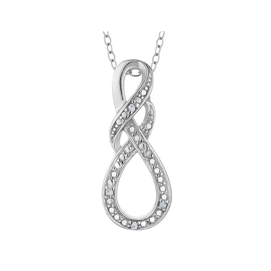 Sterling Silver Accent Diamond Infinity Pendant Necklace 1/20 Carat (ctw) with Chain Image 1