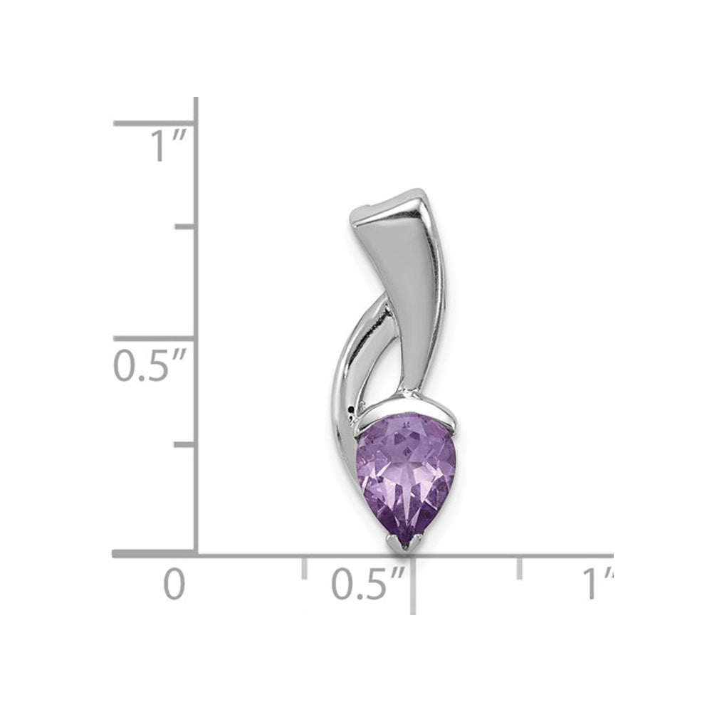 1.00 Carat (ctw) Amethyst Drop Pendant Necklace in Sterling Silver with Chain Image 2
