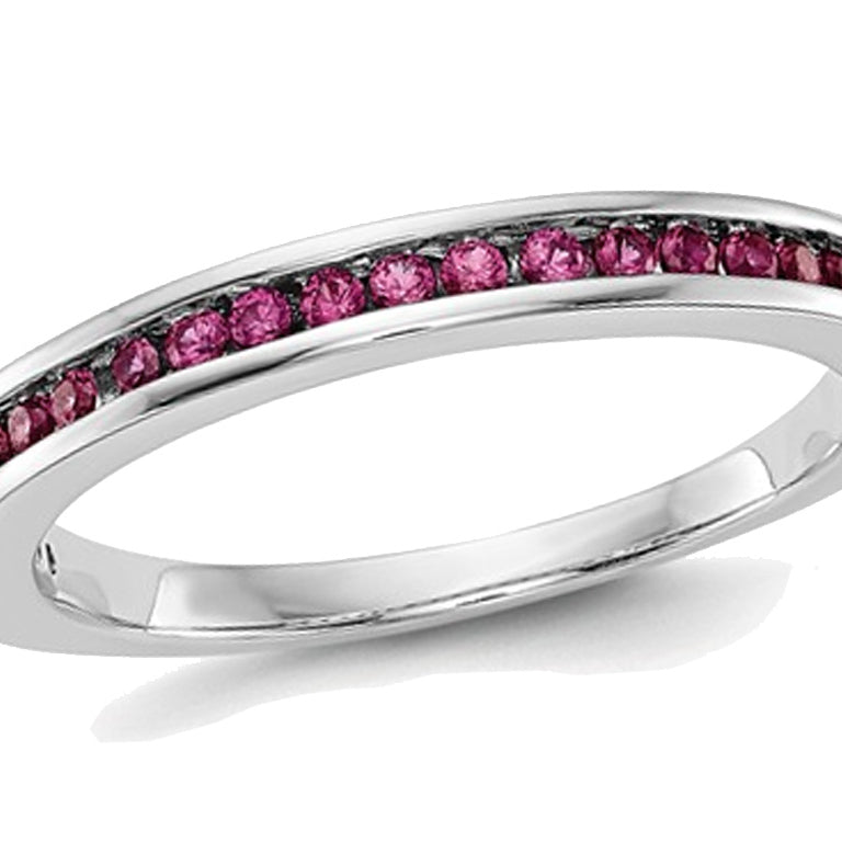 1/3 Carat (ctw) Ruby Semi-Eternity Band Ring in 14K White Gold Image 1