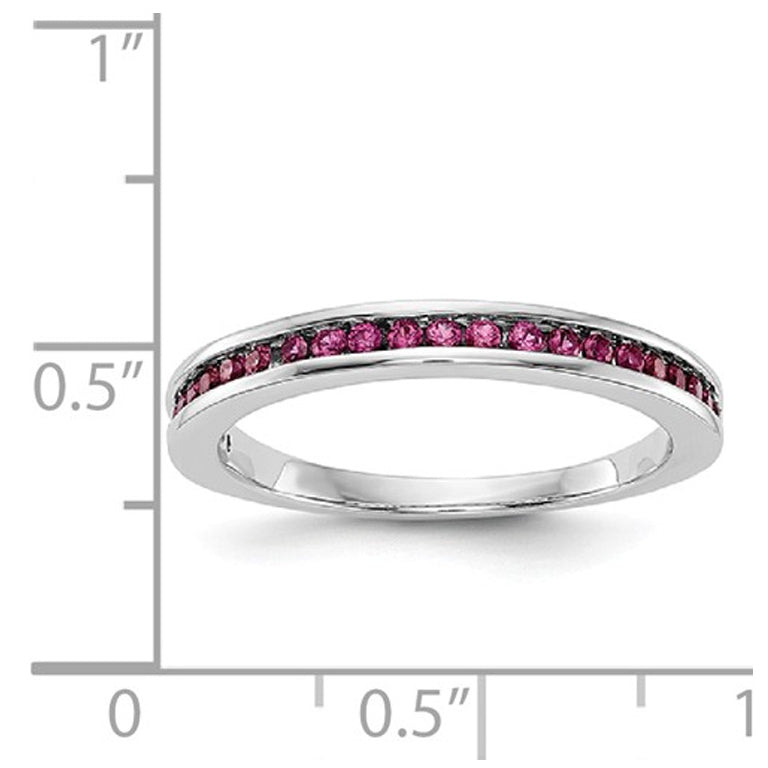 1/3 Carat (ctw) Ruby Semi-Eternity Band Ring in 14K White Gold Image 2