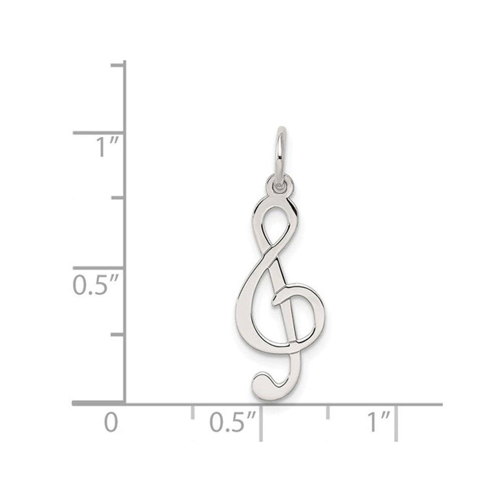 Sterling Silver Treble Clef Charm Pendant Necklace with Chain Image 2