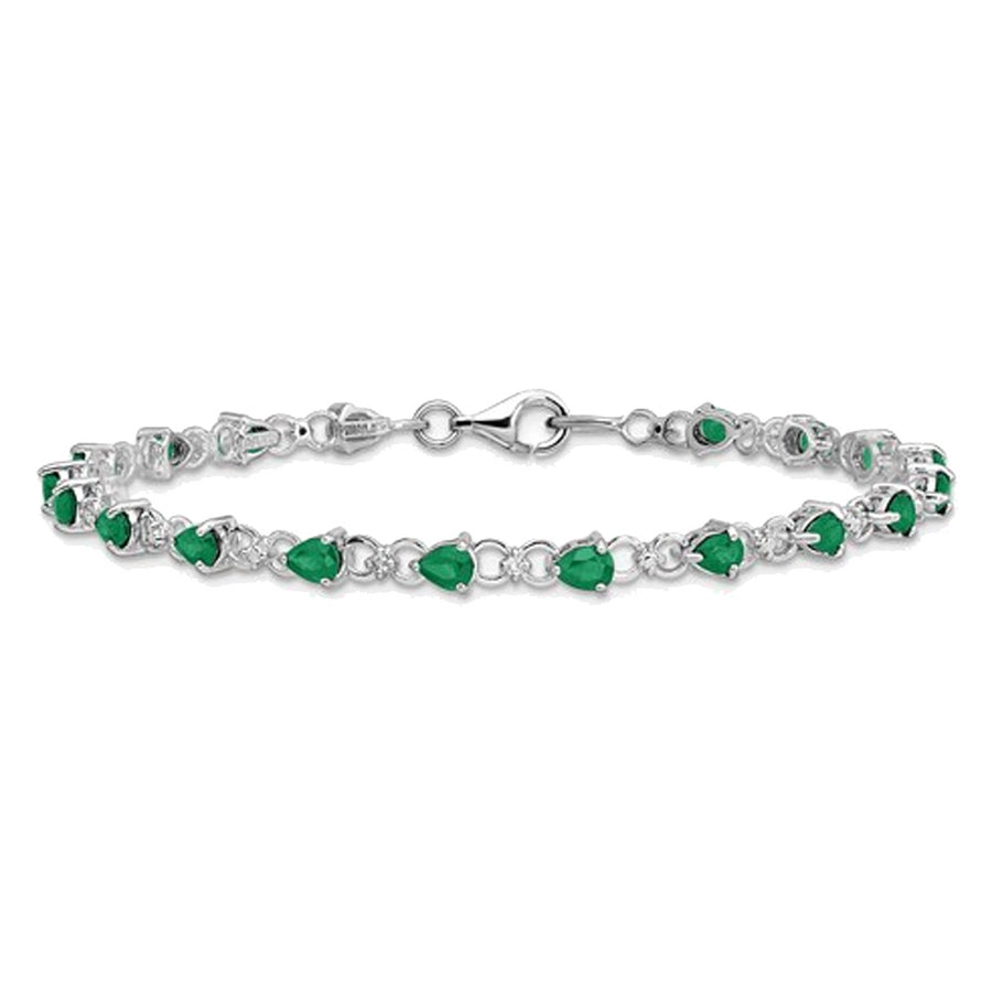 Sterling Silver Natural Emerald Infinity Bracelet 3.45 Carat (ctw) Image 1