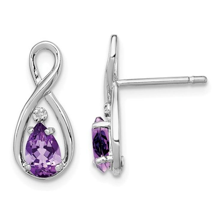 1.25 Carat (ctw) Sterling Silver Amethyst Infinity Drop Post Earrings Image 1