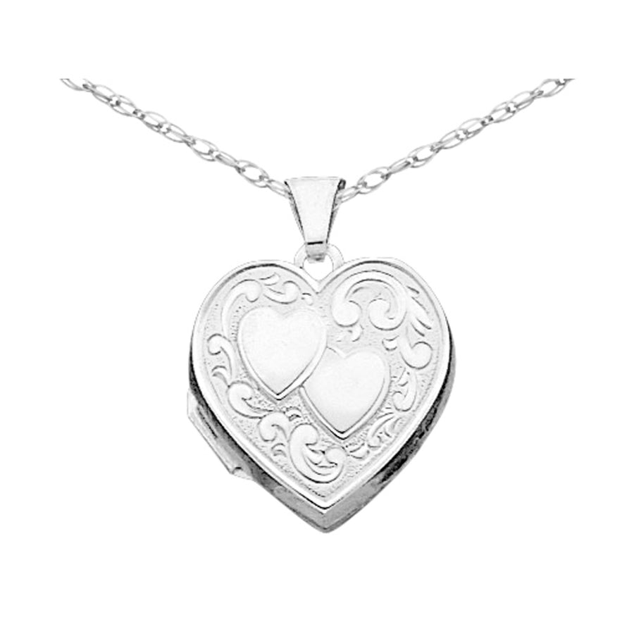 Heart Locket in Sterling Silver with Chain Image 1