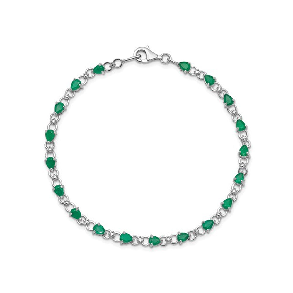 Sterling Silver Natural Emerald Infinity Bracelet 3.45 Carat (ctw) Image 2