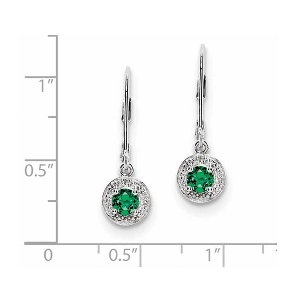 Lab-Created Emerald Leverback Drop Earrings in Sterling Silver Image 2