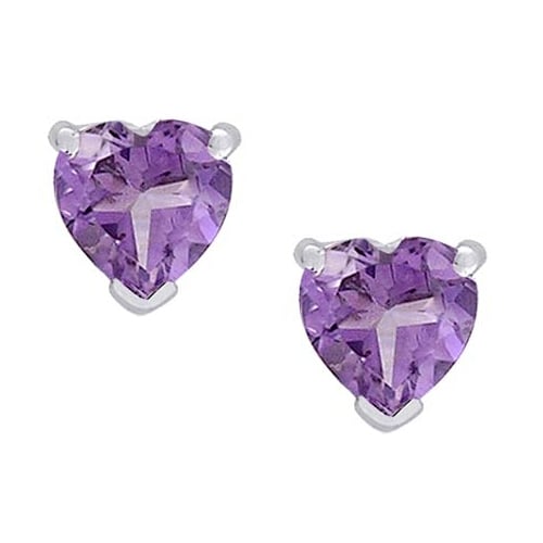 1.50 Carat (ctw) Amethyst Heart Earrings and Pendant Necklace Set in Sterling Silver Image 3