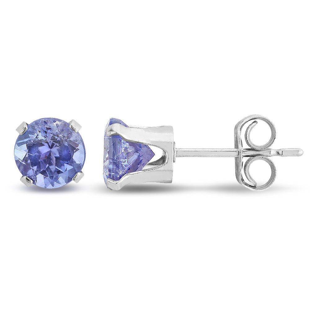 Tanzanite Solitaire Stud Earrings 3/4 Carat (ctw) in Sterling Silver Image 1