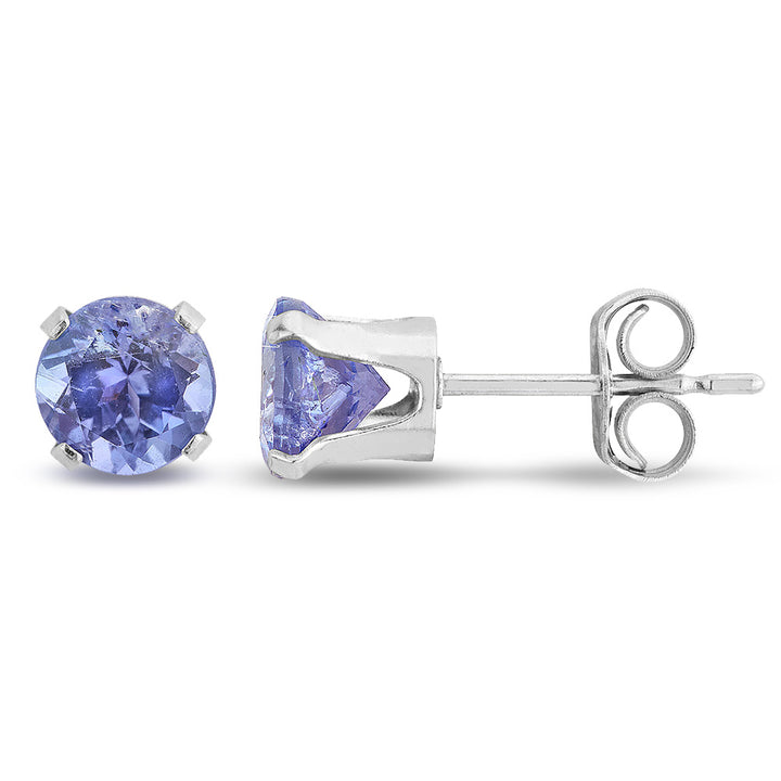 Tanzanite Solitaire Stud Earrings 3/4 Carat (ctw) in Sterling Silver Image 1